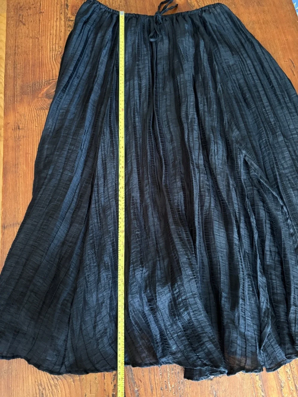 NWT J. Crew Linen Blend Pleated Drawstring Black Skirt with Split Size Medium